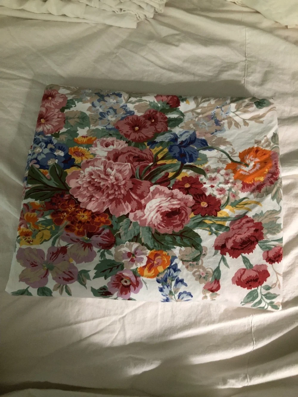 Ralph Lauren Full flat sheet Southampton Beach floral cotton percale vintage